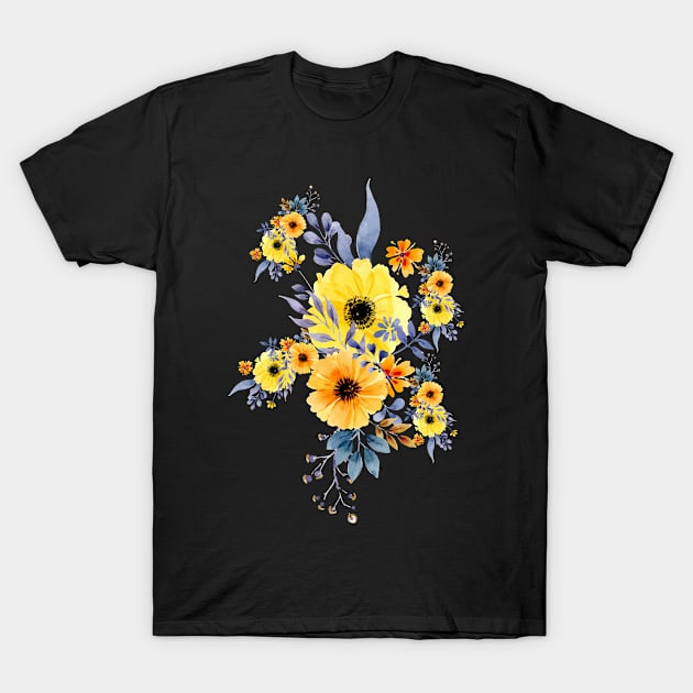 Bright yellow flowers T-Shirt by CatCoconut-Art